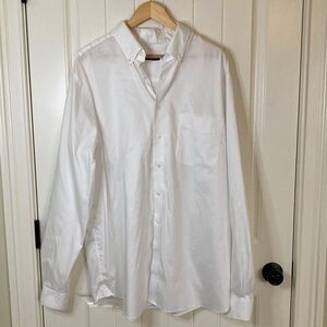 Rochester Mens Classic White Button Down Shirt Size 18 38/39T Egyptian Cotton